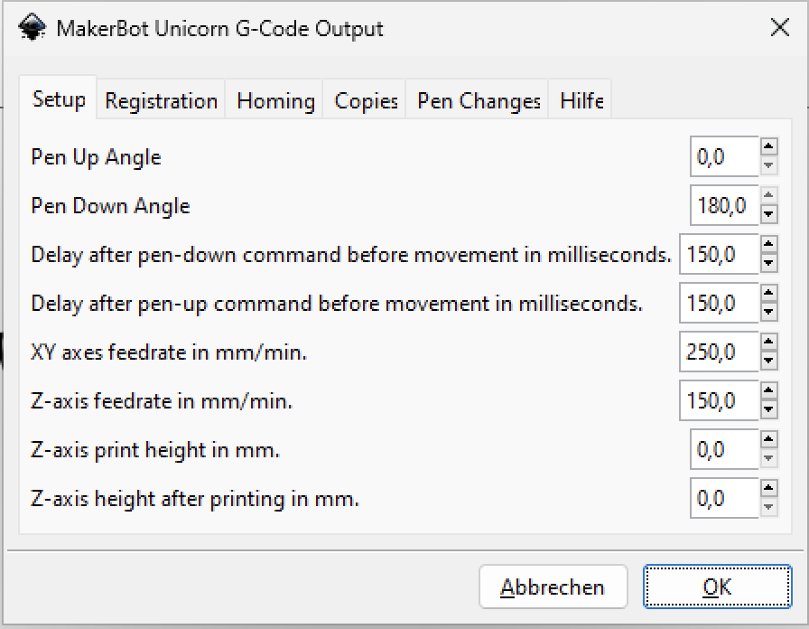 Unicorn Einstellungen